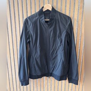 Theory Men's Jet Black Zip-Up Bomber Jacket